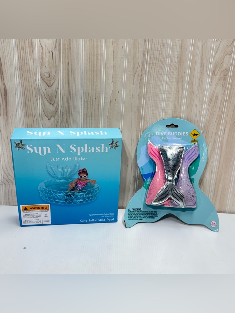 Kids inflatable Pool Mermaid Tail Swim Float - Pink & Purple